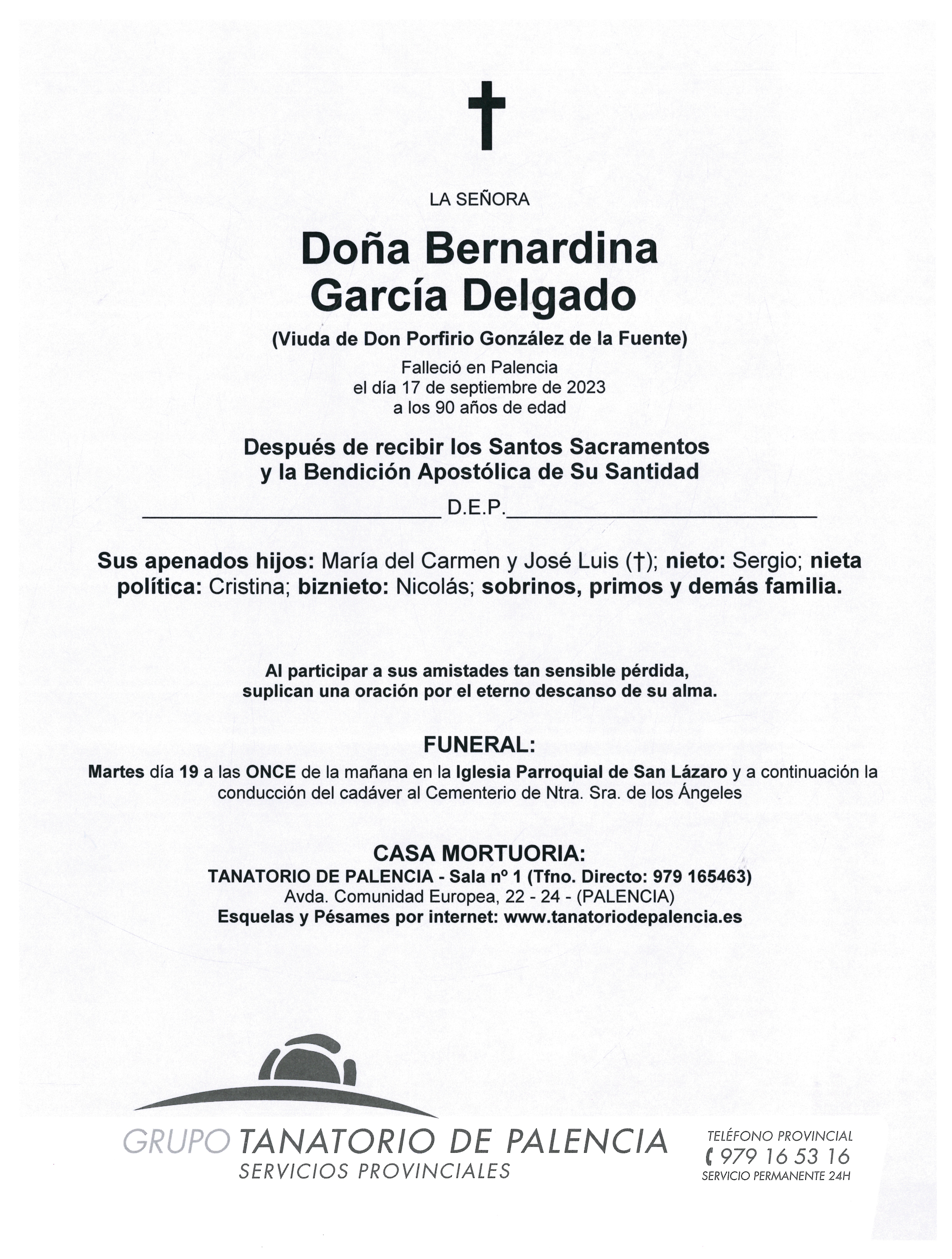 LA SEÑORA DOÑA BERNARDINA GARCÍA DELGADO